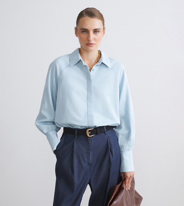 Solid Long Sleeves Oversized Shirt
