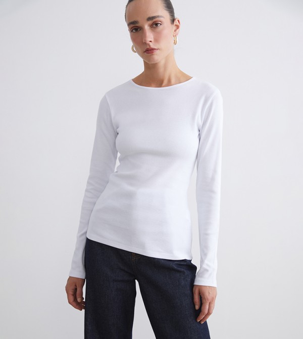 Solid Crew Neck Long Sleeves T-Shirt