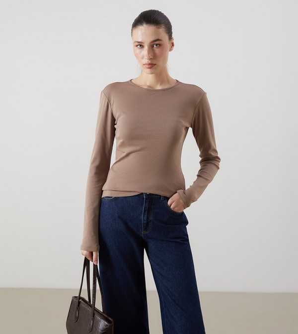 Solid Long Sleeves Casual T-Shirt