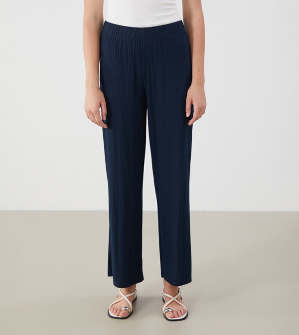 Elastic Waist Straight Fit Trousers