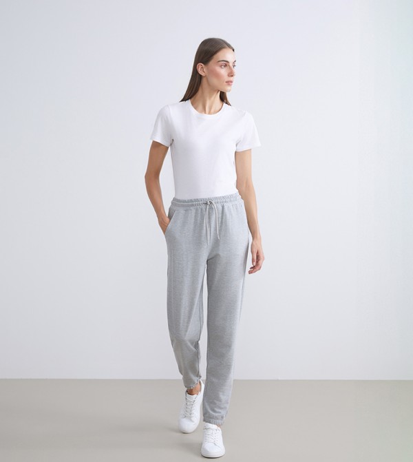 Solid Elastic Waist Joggers