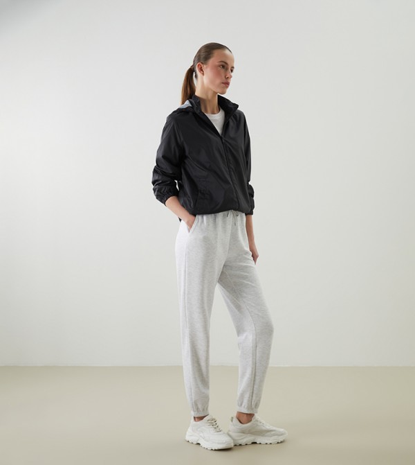 Solid Elastic Waist Joggers