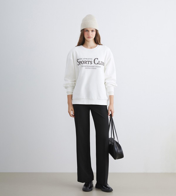 Embroidered Long Sleeves Oversized Sweatshirt