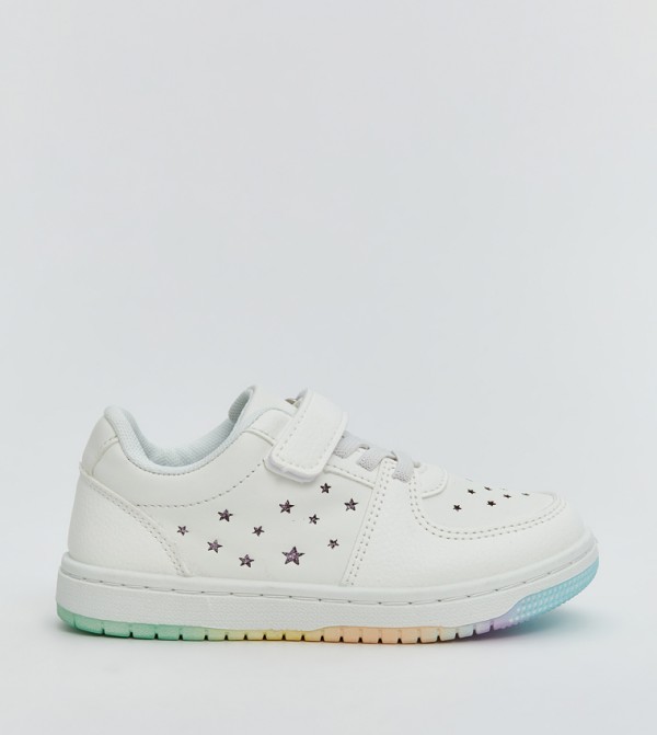 Laser Cut Detail Velcro Closure Sneakers
