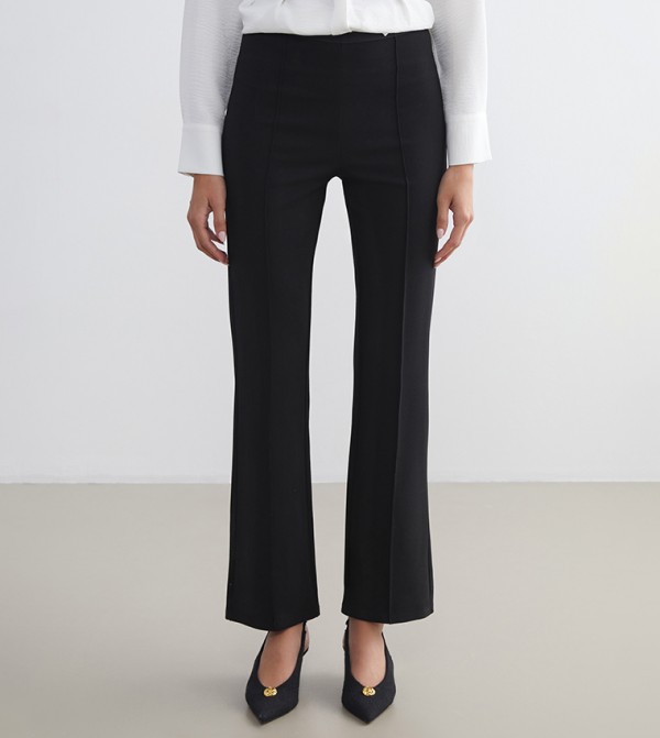 High Waist Slim Fit Flared Trousers