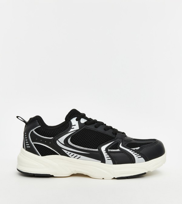 Mesh Detail Lace Up Sneakers
