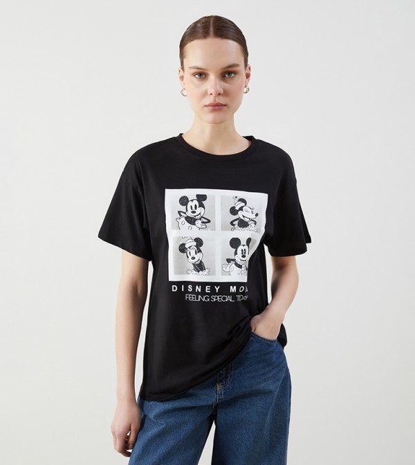 Mickey Mouse Printed Crew Neck T-Shirt