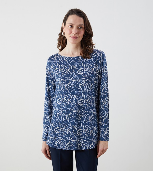Patterned Crew Neck Top