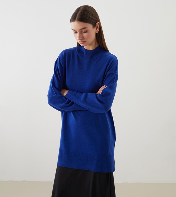 Solid Long Sleeves Knitted Tunic