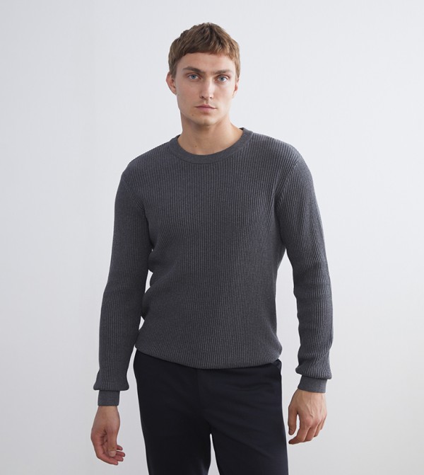 Knitted Crew Neck Long Sleeves Sweater