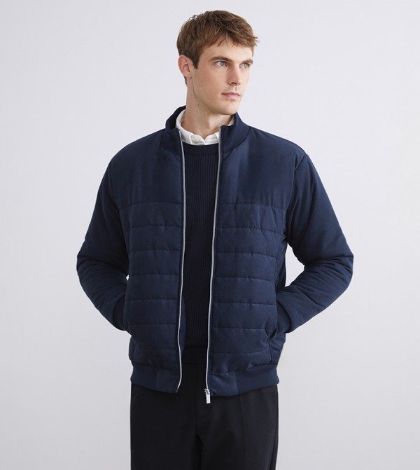 Textured High Neck Puffer Jacket