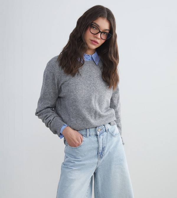Solid Crew Neck Sweater