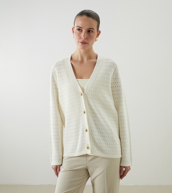 Patterned V-Neck Cardigan