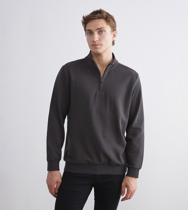 High Neck Half-Zipper Sweatshirt