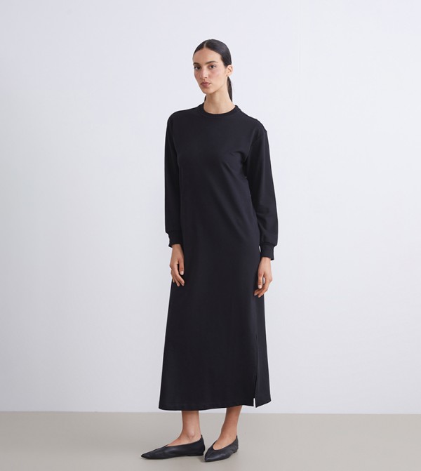 فستان ميدي سادة كم طويل 