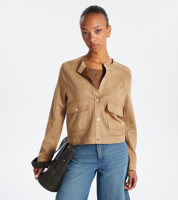 Solid Long Sleeves Crop Jacket