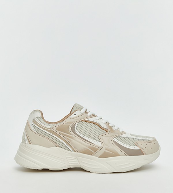 Contrast Detail Lace-Up Sneakers