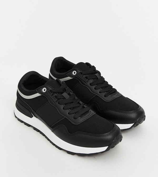 Solid Lace-Up Sneakers