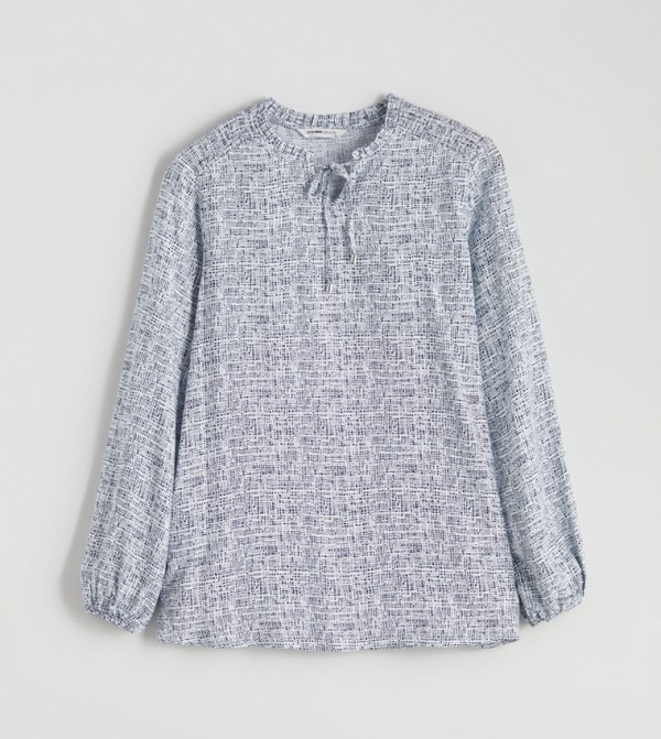 Printed Tie-Up Neck Top