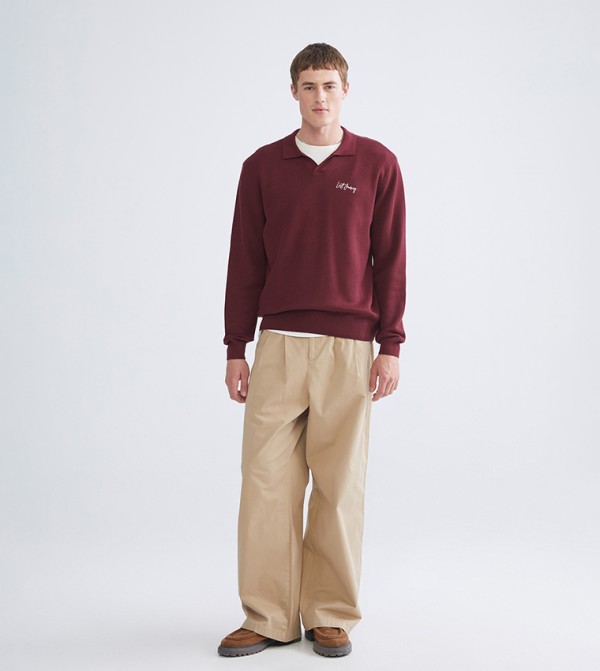 XSIDE Embroidered Long Sleeves Collared Sweater