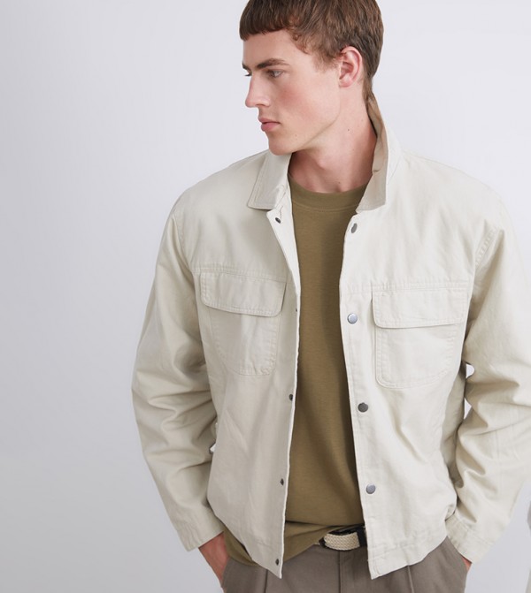 Solid Long Sleeves Gabardine Shacket