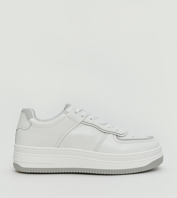 Contrast Detail Lace-Up Sneakers