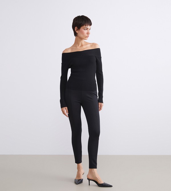 Solid Elastic Waist Leggings