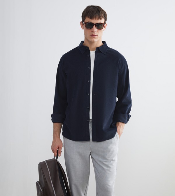 Solid Long Sleeves Velvet Shirt