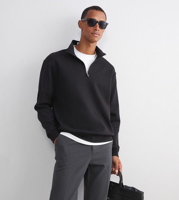 Zipper Neck Long Sleeves Sweatshirt