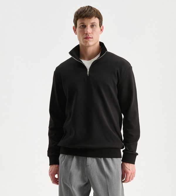 VISION Zipper Neck Long Sleeves Sweatshirt