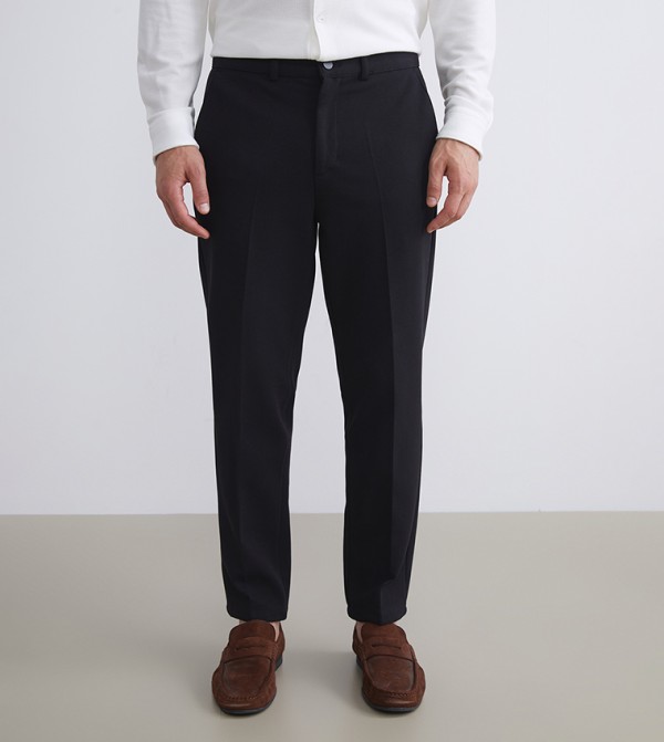 Solid Mid Rise Slim Fit Trousers