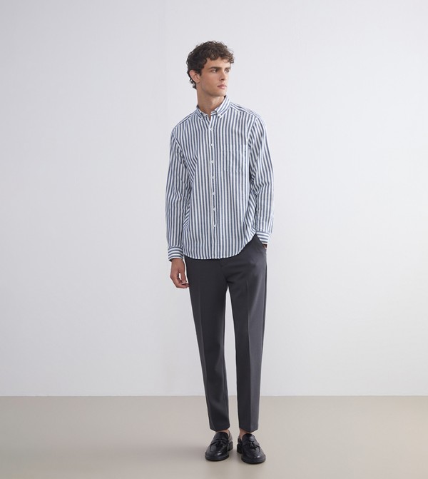 بنطلون سادة بقصة عادية 