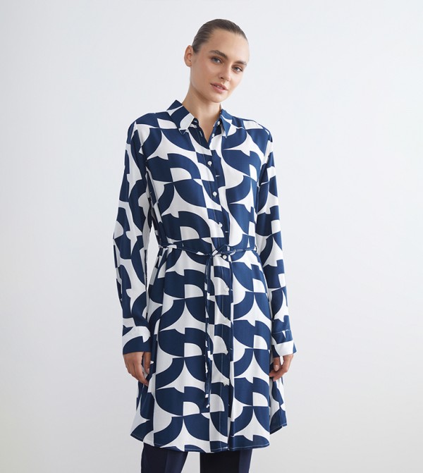 Patterned Long Sleeves Tunic Shirt