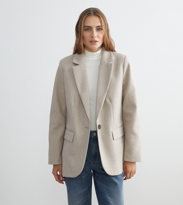 Solid Single Breasted Woven Blazer