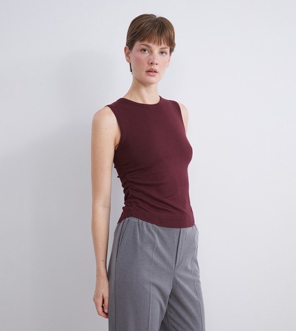 Knitted Crew Neck Tank Top