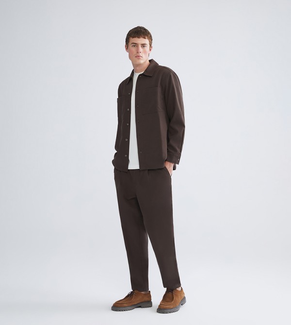 Solid Relaxed Fit Velvet Trousers