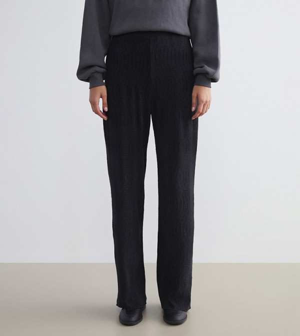 Textured Elastic Waist Trousers