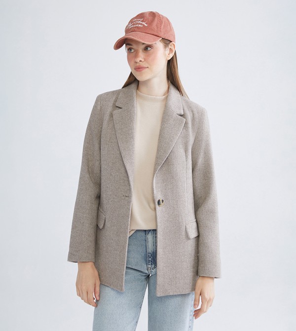 Single Breasted Lapel Collar Cachet Coat