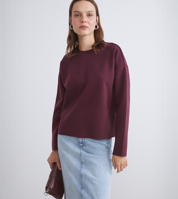 سويتشيرت سادة كم طويل 