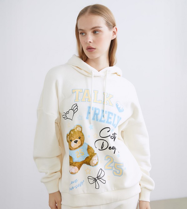 Printed Long Sleeves Oversized Hoodie