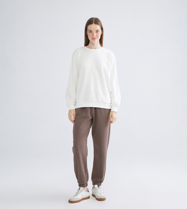 Solid Elastic Waist Joggers