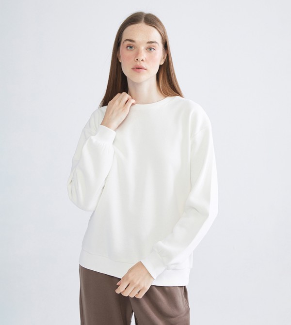 Solid Crew Neck Oversized Sweatshirt