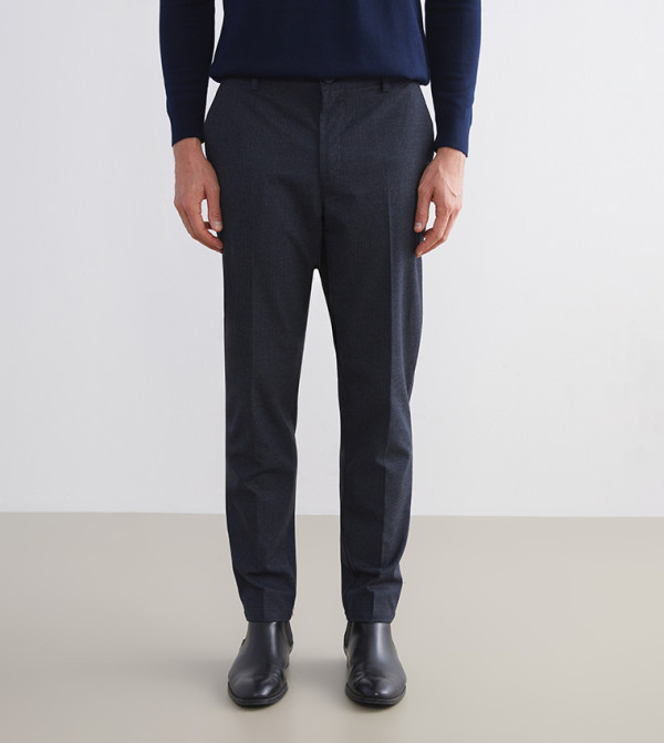 Solid Mid Rise Slim Fit Trousers