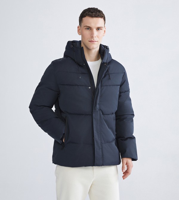 Solid Hooded Puffer Jacket