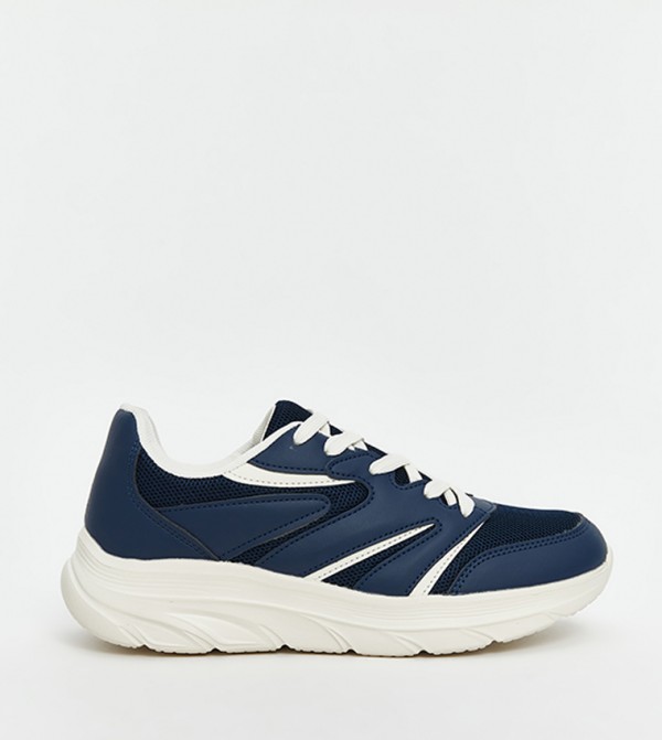 Contrast Detail Lace-Up Sneakers