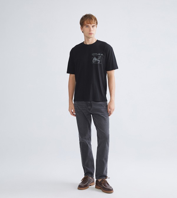 Faded Woven Straight Fit Jeans