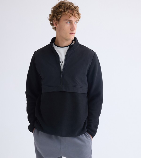 Color Block High Neck Sweatshirt