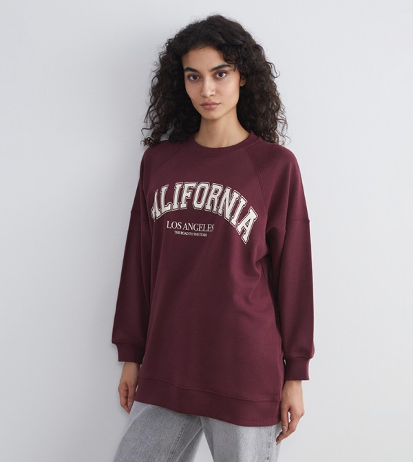 Printed Crew Neck Oversized Sweatshirt