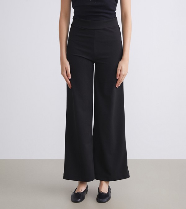 Elastic Waist Wide Leg Trousers
