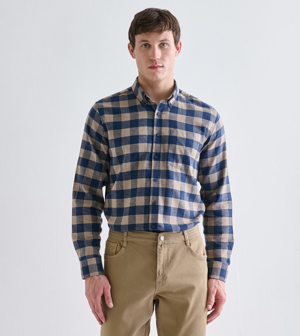 Plaid Regular Fit Long Sleeves Gabardine Shirt